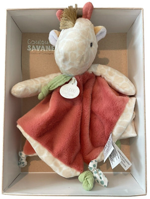 NIB Doudou Paris Couleurs Savane Soft Plush Giraffe Security Blanket Lovey