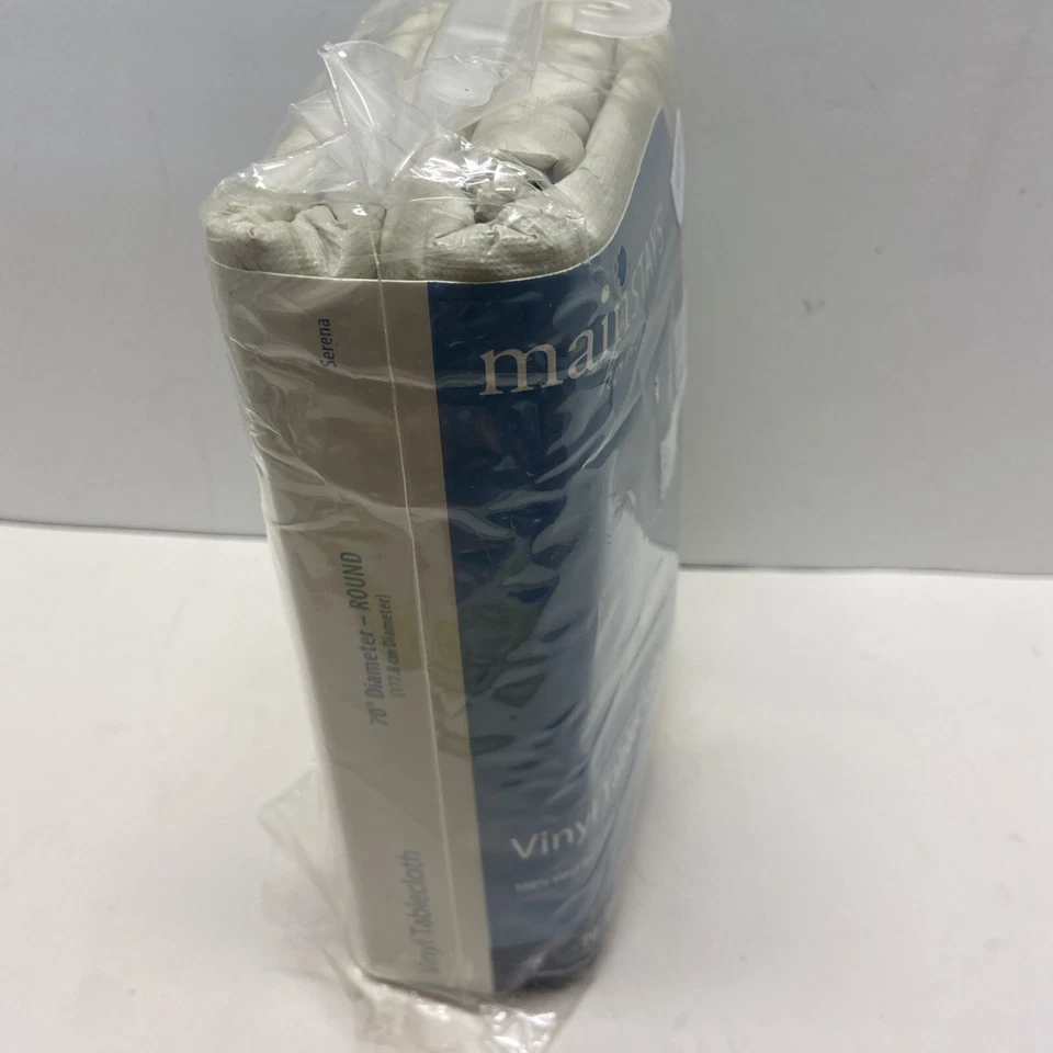 Mainstays Home 70 Inch Round Vinyl Tablecloth Serena Valerio Tan Unused - Image 2 of 4