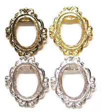 4 Colors of 40x30mm Art Deco Vintage Old LeFleur Design Settings, All Very Nice