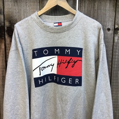 Vintage 90s Tommy Hilfiger big flag made in usa grey Vintage 90s Tommy Hilfiger big flag made in usa grey