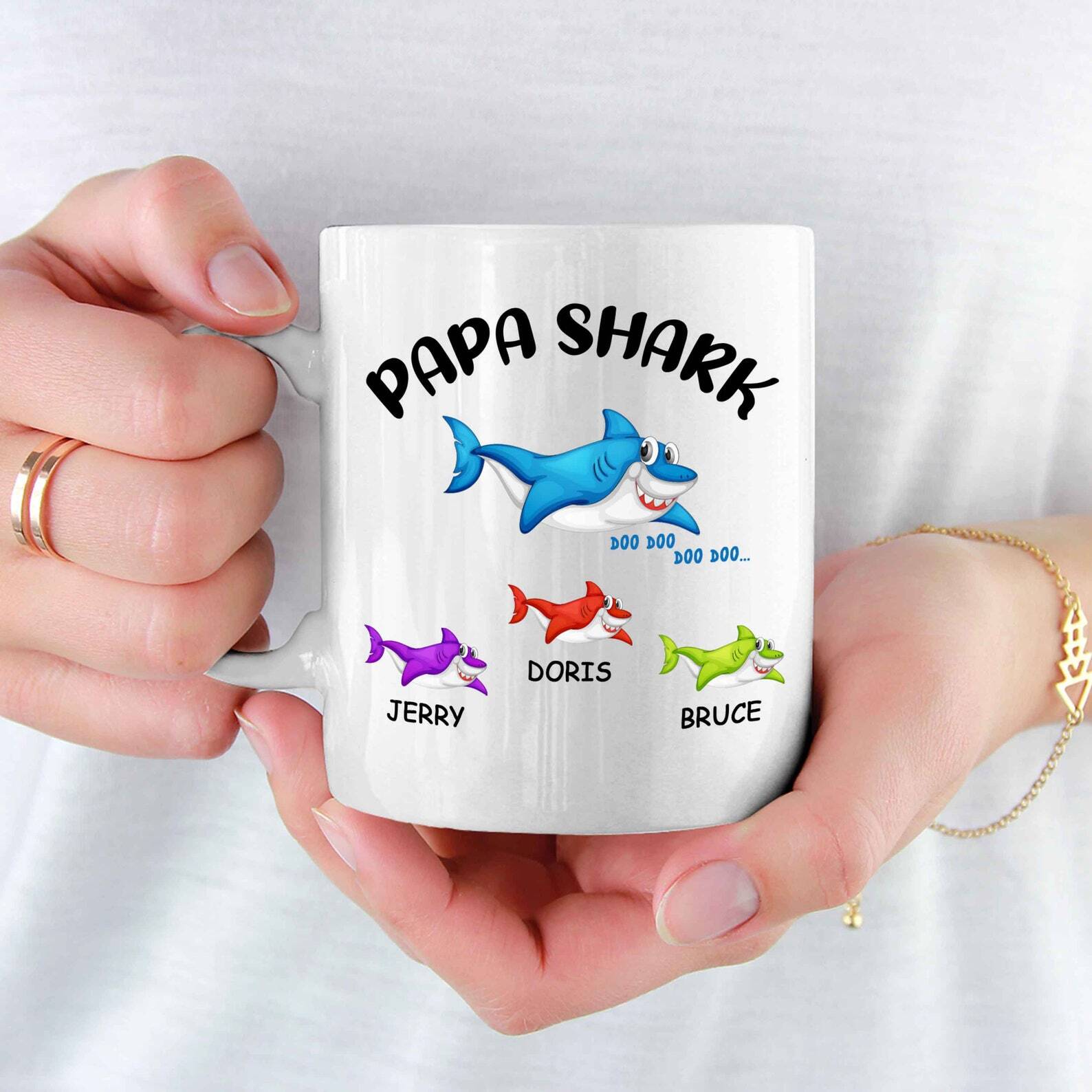 Fathers Day Gift Papa Shark Doo Doo Customized Mug Personalized Mug For Dad With