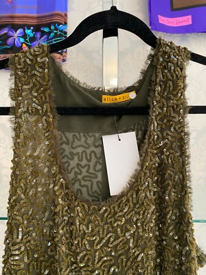 alice olivia green sequin dress Alice and Olivia green sequined dress