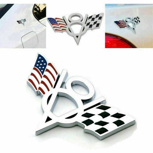 V8 USA amerikanische Flagge Auto Emblem Abzeichen Aufkleber V8 Neu - Bild 1 von 8