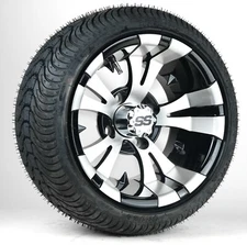 Set of 4 12" Black Machine Face Golf Cart Wheels & 215/35-12 Tires EZGO Club Car