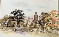 Dans la campagne occitane en Automne - Henriette Fourot - Aquarelle