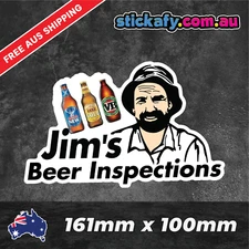Jims Beer Inspections Sticker Funny Laptop Car Window Bumper 4x4 Decal ute 4wd