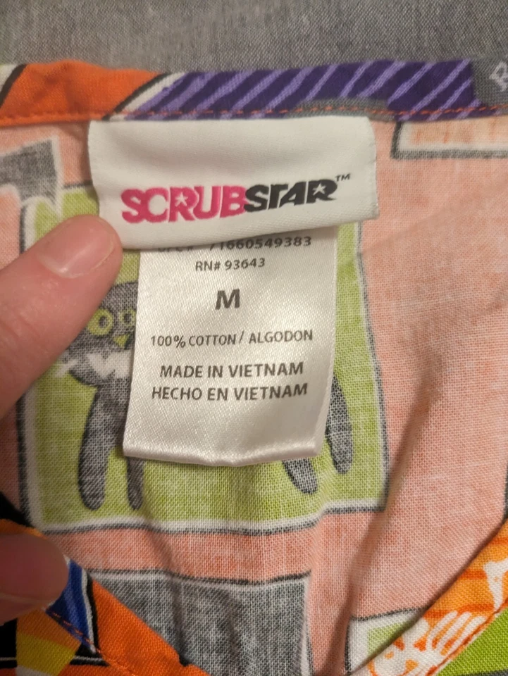 Women's Size Medium Scrubstar Halloween Scrub Top - Image 4 of 4