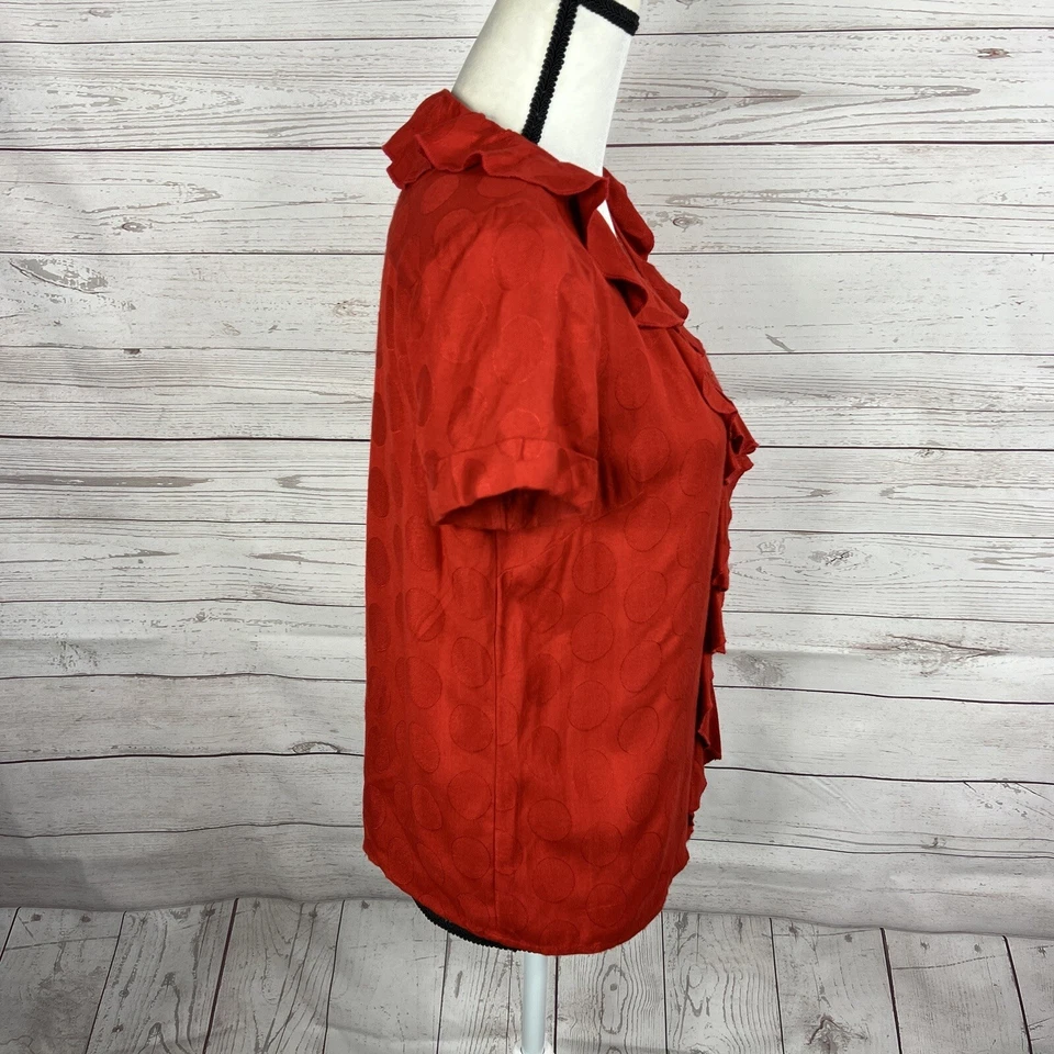 Blusa Top Maeve Anthropologie Para Mujer Jojo Volantes Abotonados Talla XS Roja Foto 4 de 4