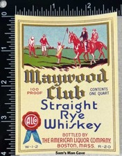 Maywood Club Straight Rye Whiskey Label - MAS...