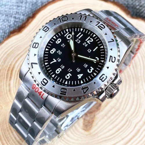 Tandorio 40mm Sapphire Glass Black Sterile Dial Green lumen NH35A Men Dive Watch - Picture 3 of 4