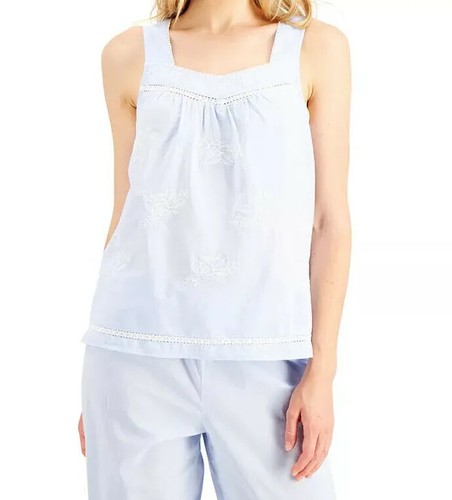 Charter Club Embroidered Capri Pajama Set Blue Size M 732999436934 EBay