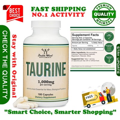 Taurine Supplement 1000mg - 180 Capsules | Amino Acid for Health & Longevity