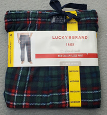 Lucky Brand Sleep Fleece Pants Men's M Multi Plaid Cloud Soft Elastic Waistband
