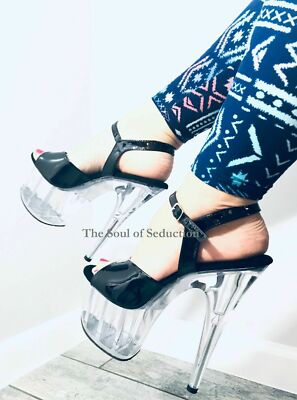 7'' Clear Black Pleaser Adore-709 Stripper Heels Basic Pole Dance Class Shoes