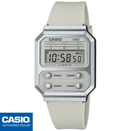 CASIO A100WEF-8AEF⎪A100WEF-8A⎪Original⎪Vintage EDGY⎪BEIGE⎪ALIEN WATCH F-100 - Imagen 1 de 4