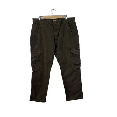 Carhartt 40X30 Cargo Work Pants Carpenter Cotton Brown Straight Leg Mens READ
