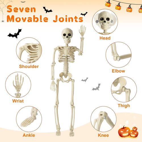 2 Pack Halloween Skeleton Decorations,15.7" Spooky Full Body Mini Skeleton with - Picture 2 of 12