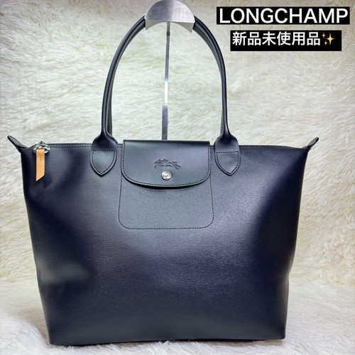 Longchamp Le Pliage City Leather Shoulder Bag Black women From Japan