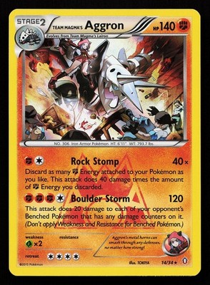 Team Magma's Aggron 14/34 Holo Rare Double Crisis Pokémon Card