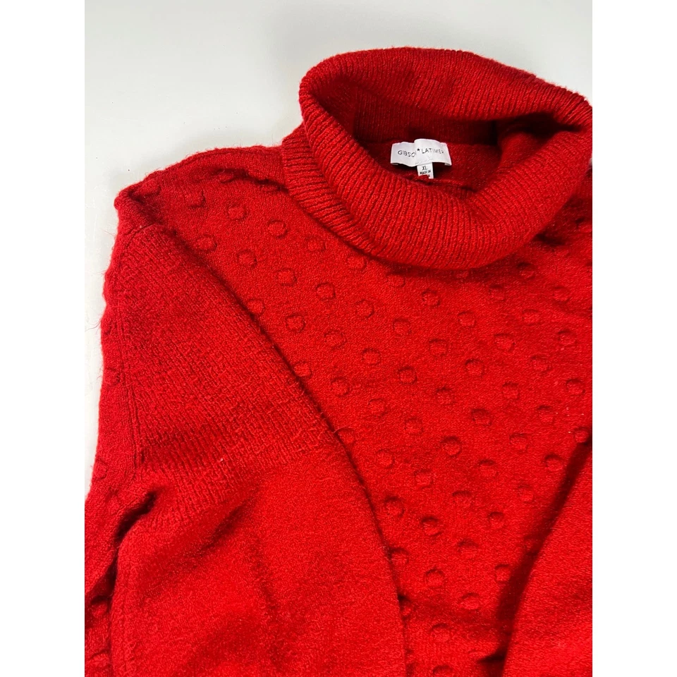 Suéter Gibson Latimer Rojo Cuello Alto Suave Tejido Punto Texturizado Manga Globo XL Foto 3 de 4