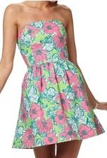LILLY PULITZER Dress Size 4 Green Bloomin Cacoonin Lottie Butterfly Floral