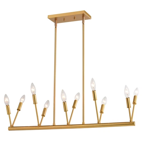 Warwick 32.25-In. W 10 Light Linear Chandelier Natural Brass - Picture 1 of 5