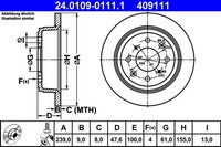 2Er Set Bremsscheiben ATE 24.0109-0111.1 Honda 42510-SR3-000 42510-SR3-A10