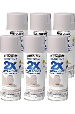 Rust-Oleum 6PK Painter's Touch 2X Ultra Cover Spray Paint, Satin Smokey Beige