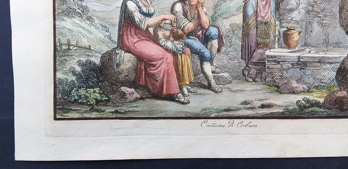 Bartolomeo Pinelli 1809 Antique Print Cerbara Costumes Original Colors