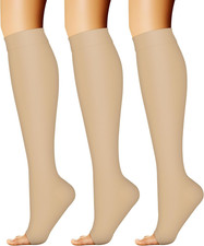 3 Pairs Open Toe Compression Socks for Women Men Circulation 15-20