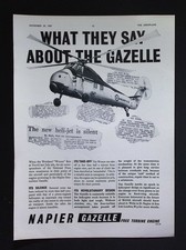 Original 1957 Advert Napier Gazelle Helicopter Turbine Engine
