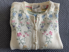 Vintage Susan Bristol 1988 Cardigan Acrylic Sweater with Flowers Sz Sm Preowned