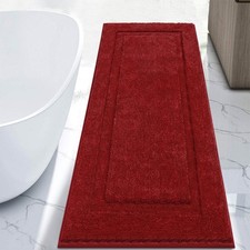 Extra Soft Large Long Bathroom Runner Rug 60x24 Inch Red Absorbent Washable