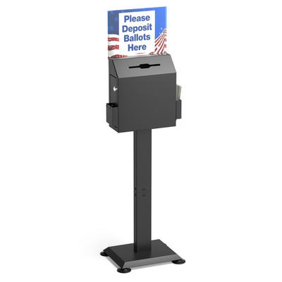 Standing Suggestion Box w/ Slot And Lock, Metal Donation Box w/ Top Sign Display