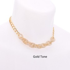 Chunky Glitter Link Necklace  Earring Set Women  s Statement Jewelry STN 13