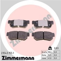 Zimmermann Bremsbelagsatz, Scheibenbremse 23543.155.1 FüR Hyundai Kia Ssangyong