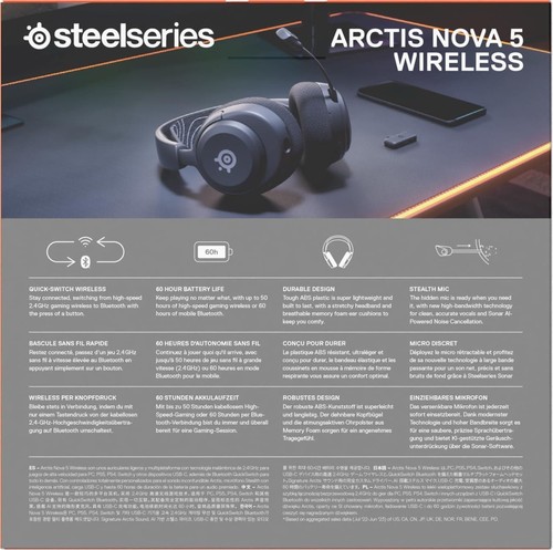 SteelSeries Arctis Nova 5 Wireless - Gaming Headset for PC, PS4/5, Switch - Picture 4 of 12