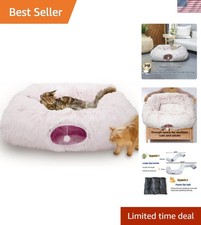 Adjustable Indoor Cat Cave With Plush Tunnel - Spacious Retreat For All Breeds