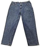 VINTAGE LEVIS 545 08/2000/ LOOSE FIT MENS BLUE DENIM JEANS SZ 42X32 BROWN TAB