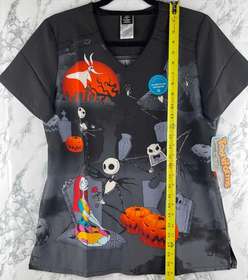 Disney Tooniforms Size Small The Nightmare Before Christmas Modern Classic Scrub - Image 3 of 4