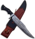 CUSTOM HANDMADE LARGE DAMASCUS BOWIE HUNTING KNIFE FIXED BLADE