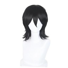 15 Inch/37 cm Short Cosplay Wig Spiky Fluffy Layered Wigs for Men Women Black