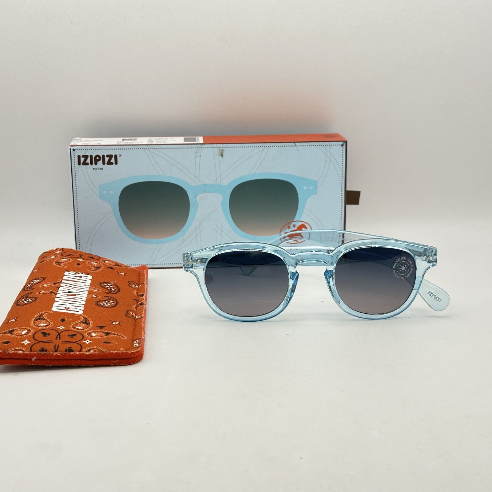 Izipizi #C Crossroads Round Polarized Gradient Sunglasses Turquousise Stone