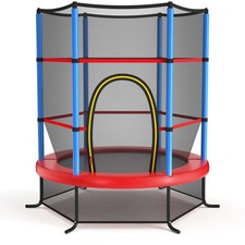 55" Recreational Trampoline for Kids Toddler Trampoline w/ Enclosure Net Navy