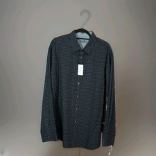 Van Heusen Men's XL 17-17.5 Black Check Dress Shirt Long Sleeve Point Collar