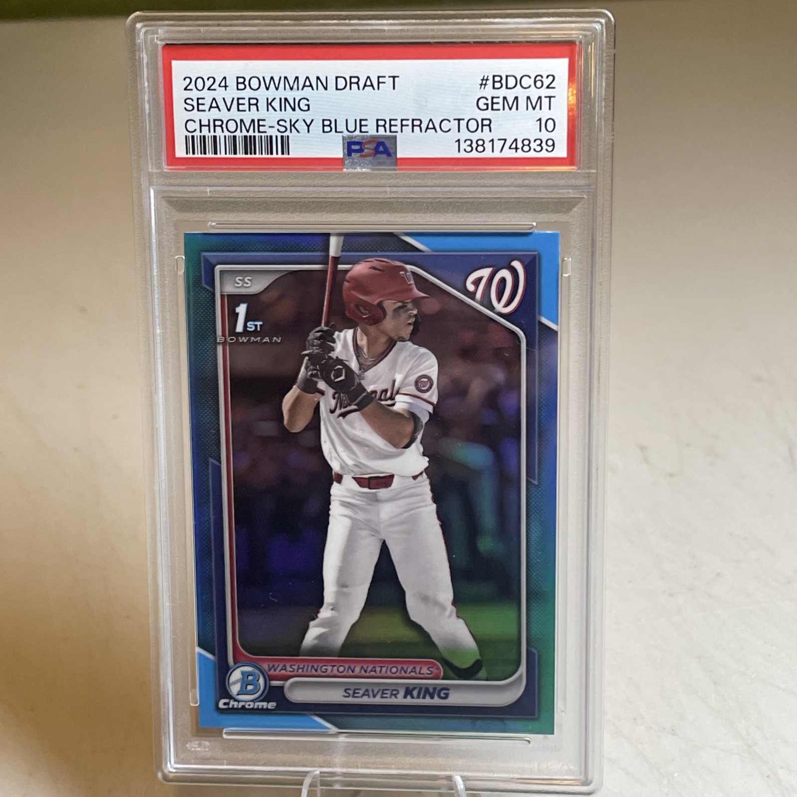 2024 Bowman Draft Seaver King Chrome Sky Blue Refractor BDC-62 PSA 10 1st Bowman