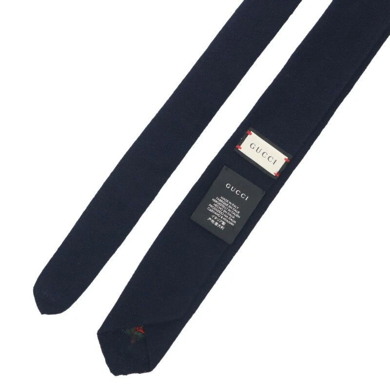 Gucci вышивка вязаный шерсти галстук 59,3 в темно-синий мужской хорошее состояние Италия - Изображение 3 из 4