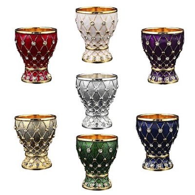 Elegant Alloy Drinking Cup Ideal For Cocktails Metal Shot Glass with Crystal