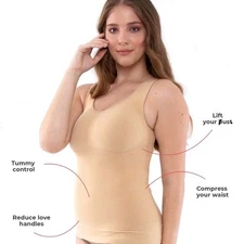 Woman Ocean Compression Shaping Seamless Pads Shapewear Classic Tank Nude Tan M
