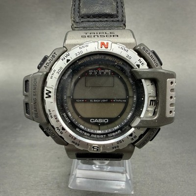 Share Casio Protrek PRT-400 Watch Men 56mm Digital Gray Tone Compass PARTS